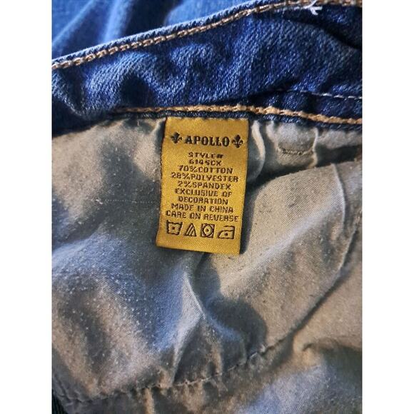 Apollo Womens Blue Denim Capri Jeans Indigo Wash Embellished Pockets - Picture 7 of 9